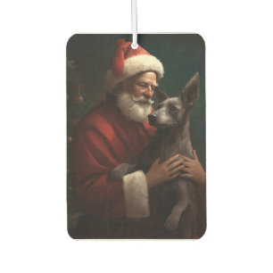 Xoloitzcuintli With Santa Claus Festive Christmas Car Air Freshener