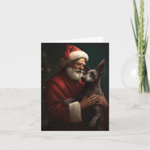 Xoloitzcuintli With Santa Claus Festive Christmas Card