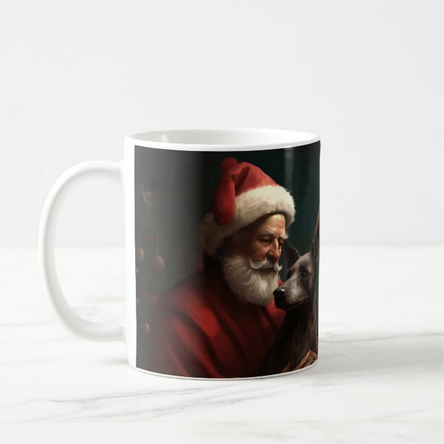 Xoloitzcuintli With Santa Claus Festive Christmas Coffee Mug (Left)