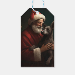Xoloitzcuintli With Santa Claus Festive Christmas Gift Tags