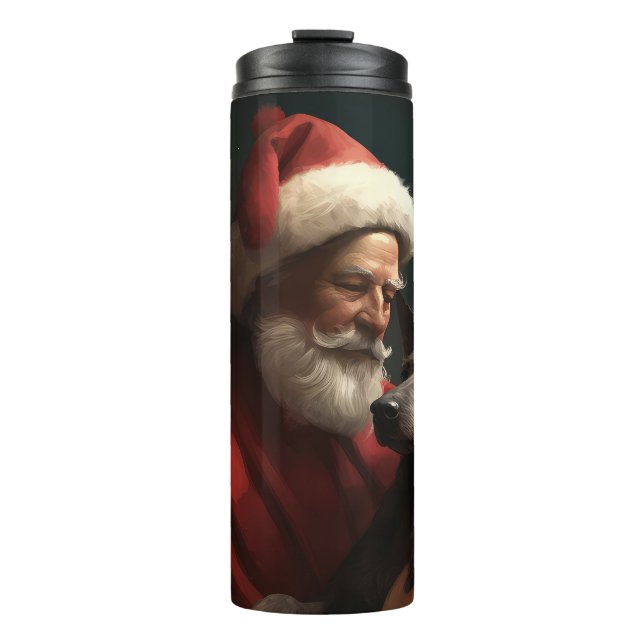 Xoloitzcuintli With Santa Claus Festive Christmas Thermal Tumbler (Front)