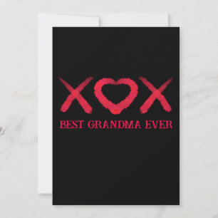 Xox, love, kisses, valentine design, best Grandma  Invitation