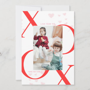 XOXO 3 Photo Valentines Day Card in Red & White