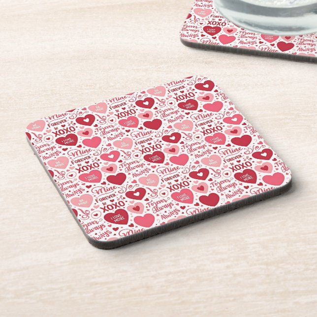 XOXO & Always Be Mine Pink Red Coaster (Left Side)