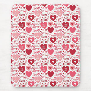 XOXO & Always Be Mine Pink Red Mouse Mat