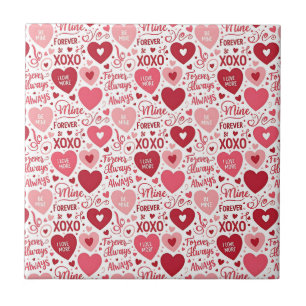 XOXO & Always Be Mine Pink Red Tile