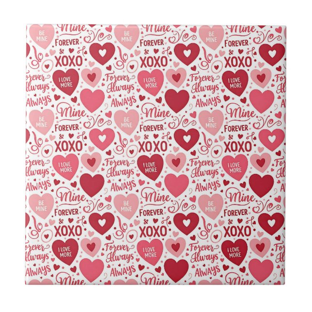 XOXO & Always Be Mine Pink Red Tile (Front)