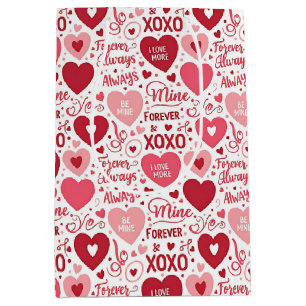 XOXO & Always Be Mine Valentine Wrapping Paper Medium Gift Bag