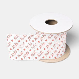 XOXO and Hearts Pattern Valentines Day Satin Ribbon