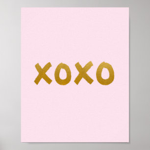 xoxo - Art print - Pink - Gold - Decor
