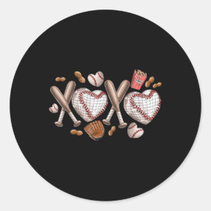 Xoxo Baseball Boys Valentines Day Shirts Men Women Classic Round Sticker