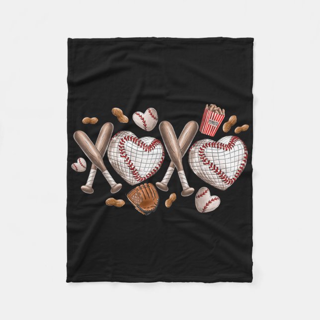 Xoxo Baseball Boys Valentines Day Shirts Men Women Fleece Blanket (Front)