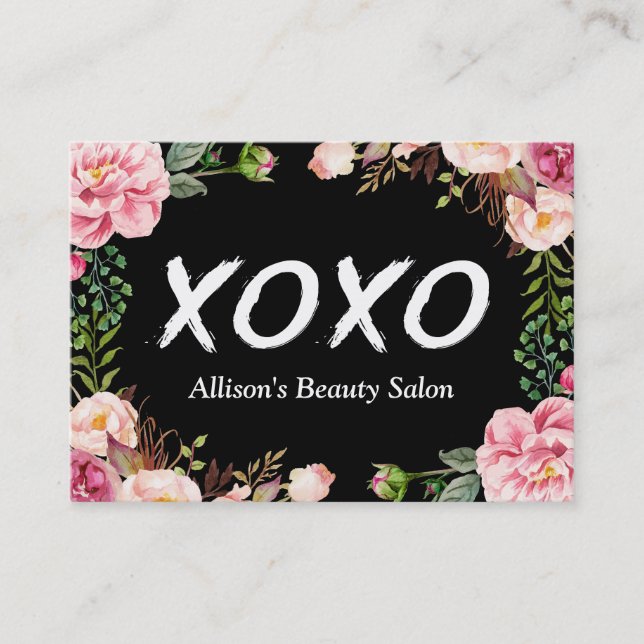 XOXO Beauty SPA Salon Elegant Floral Wrapping Business Card (Front)
