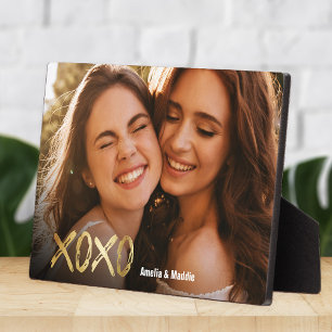 XOXO Best Friends Gold Script BFF Photo Plaque