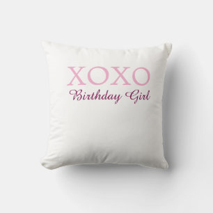 Xoxo birthday girl name pink mauve simple love  cushion
