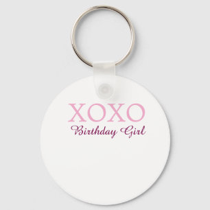 Xoxo birthday girl name pink mauve simple love key ring
