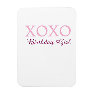Xoxo birthday girl name pink mauve simple love  magnet