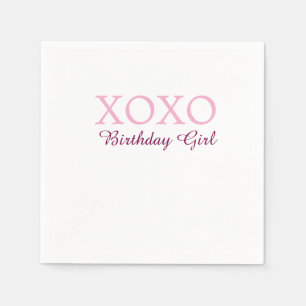 Xoxo birthday girl name pink mauve simple love napkin