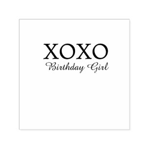 Xoxo birthday girl name pink mauve simple love self-inking stamp