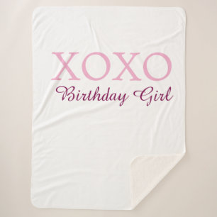 Xoxo birthday girl name pink mauve simple love  sherpa blanket