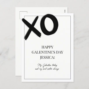 XOXO Black and White Bestie Name Galentine's Day Holiday Postcard