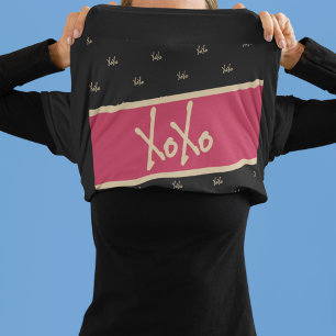 XOXO Black Hot Pink Gold Cute Typography T-Shirt