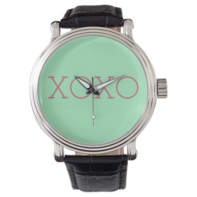 XOXO Black Leather Strap Watch (Front)