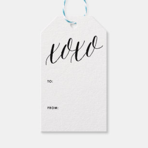 XOXO   Black Modern Calligraphy Gift Tag