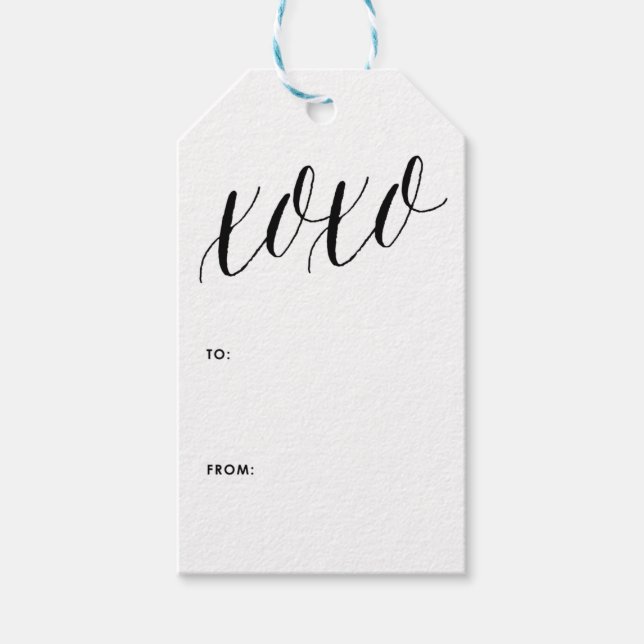 XOXO | Black Modern Calligraphy Gift Tag (Front)