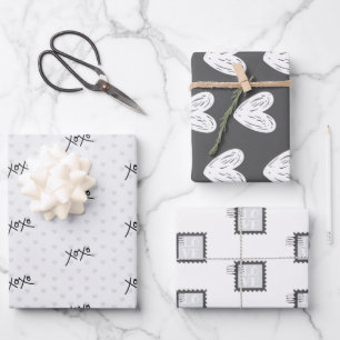 XOXO Black Valentine 19" x 29" Wrapping Paper