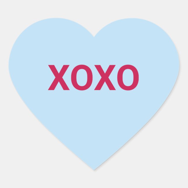 XOXO blue cute fun Valentine's Day conversation Heart Sticker (Front)