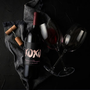 XOXO Blush Pink Chic Brushstroke Custom Keepsake Wine Label