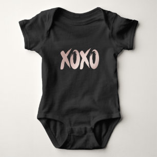 XOXO Blush Pink Hand Lettered Brush Script Baby Bodysuit