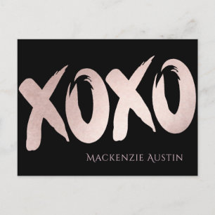 XOXO Blush Pink   Hand Lettered Brush Script Blank Postcard