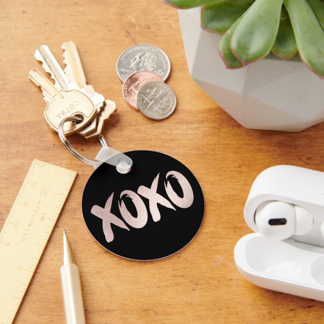XOXO Blush Pink | Hand Lettered Brush Script Key Ring (Desk)