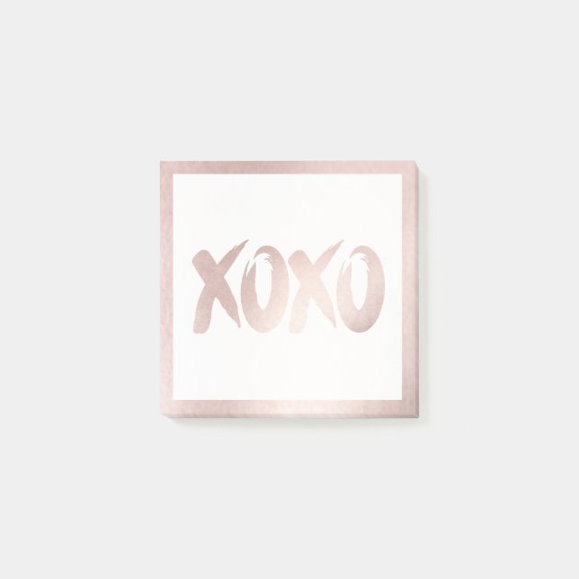XOXO Blush Pink | Modern Brushstroke Calligraphy Post-it Notes (Front)