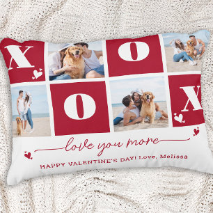 XOXO Bold Modern 4 Photo Custom Valentines Day Decorative Cushion