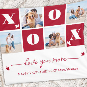 XOXO Bold Modern 4 Photo Happy Valentines Day Fleece Blanket