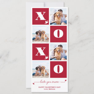 XOXO Bold Modern 4 Photo Happy Valentine's Day Holiday Card