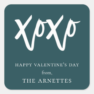 XOXO Brushed Script Valentine's Day Square Sticker