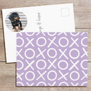 XOXO Brushstroke Custom Dog Photo Purple Modern Postcard