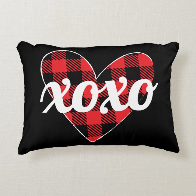 xoxo buffalo heart Accent Pillow (Front)