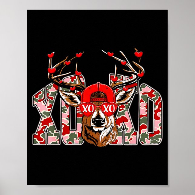 Xoxo Camo Buck Deer Hunting Valentine's Day Boys K Poster (Front)