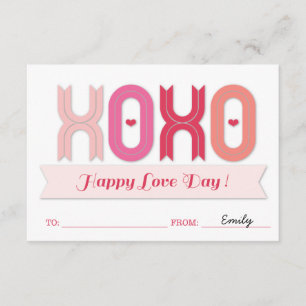 XOXO Classroom School Kids Valentine's Day Cards