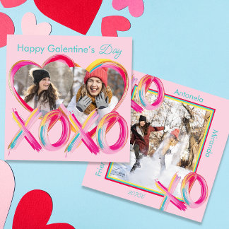 XOXO Colorful Galentine’s Day Custom Photo Holiday Card