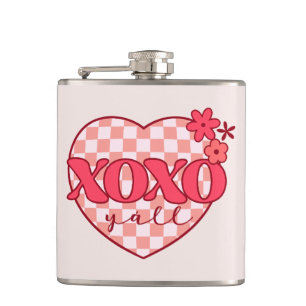 XOXO   Cute & Loving Pink Heart Hip Flask