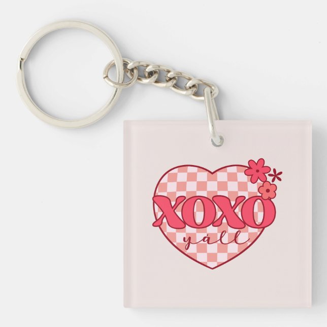XOXO | Cute & Loving Pink Heart Key Ring (Front)