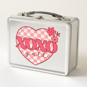 XOXO   Cute & Loving Pink Heart Metal Lunch Box