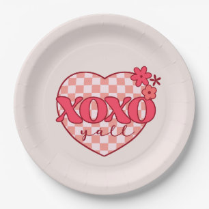 XOXO Cute & Loving Pink Heart Paper Plate