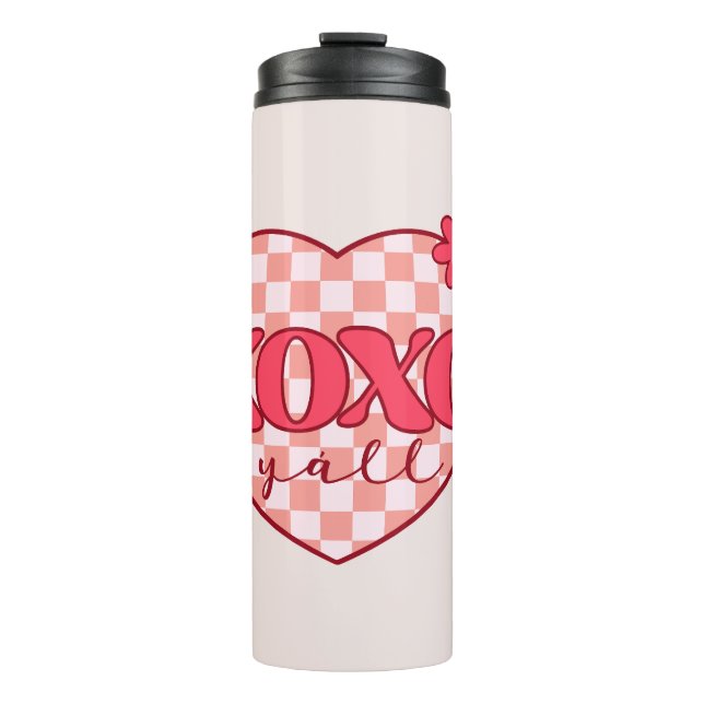 XOXO | Cute & Loving Pink Heart Thermal Tumbler (Front)